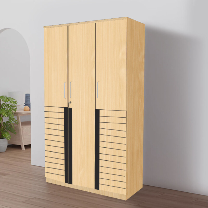 Engineering Wood 3 Door Wardrobe in Ice Beech