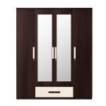 Engineering Wood 4 Door Wardrobe in Hiland Pine & Dark Maple