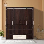 Engineering Wood 4 Door Wardrobe in Hiland Pine & Dark Maple