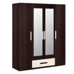 Engineering Wood 4 Door Wardrobe in Hiland Pine & Dark Maple