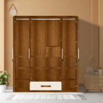 Engineering Wood 4 Door Wardrobe in Mysore Teak & Hiland Pine