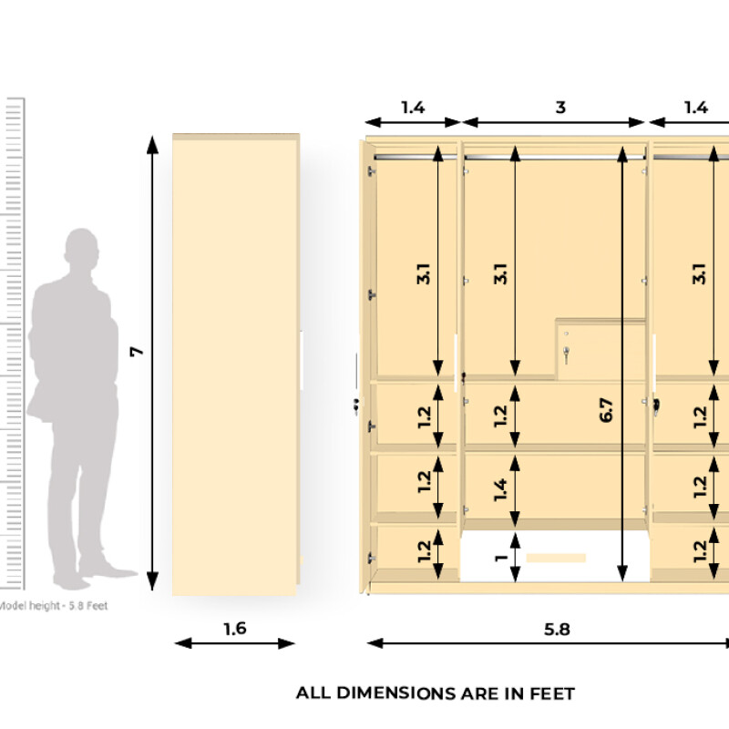 Engineering Wood 4 Door Wardrobe in Ivory & White