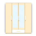 Engineering Wood 4 Door Wardrobe in Ivory & White