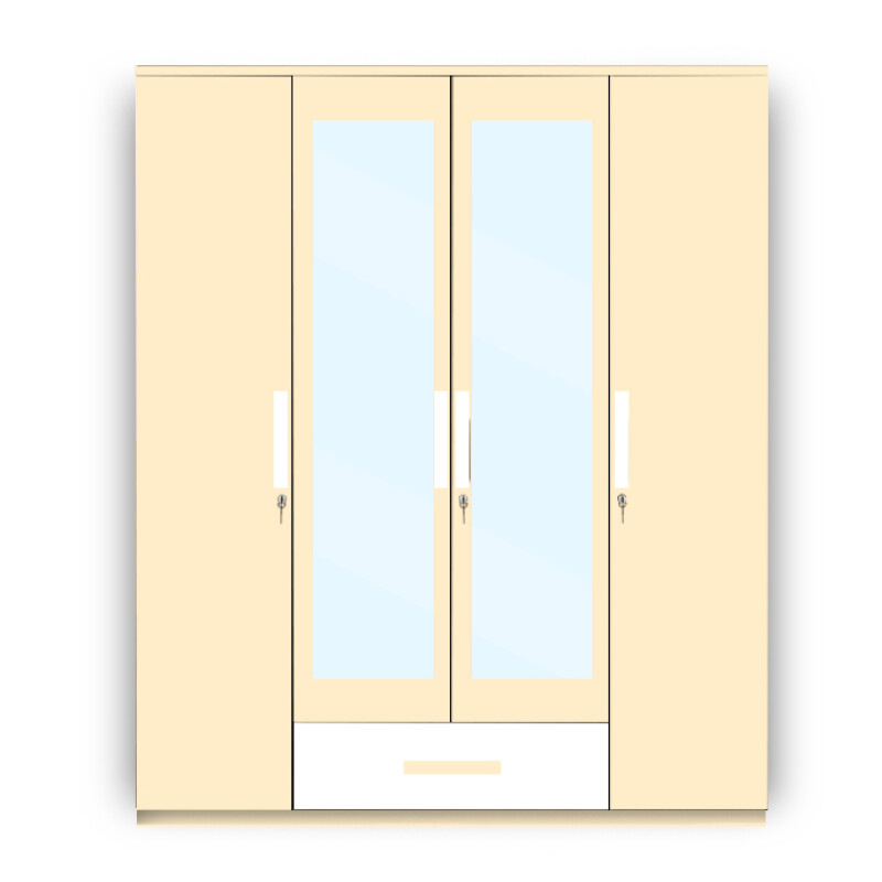 Engineering Wood 4 Door Wardrobe in Ivory & White