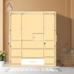 Engineering Wood 4 Door Wardrobe in Ivory & White