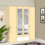 Engineering Wood 4 Door Wardrobe in Ivory & White